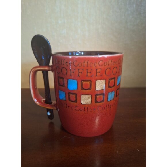 4 Piece Set Mr Coffee Café Americano Stoneware Mug & Spoon Set - Picture 2 of 9